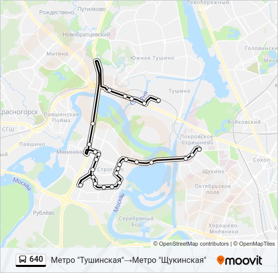 Автобус 640: карта маршрута