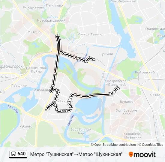 Автобус 640: карта маршрута