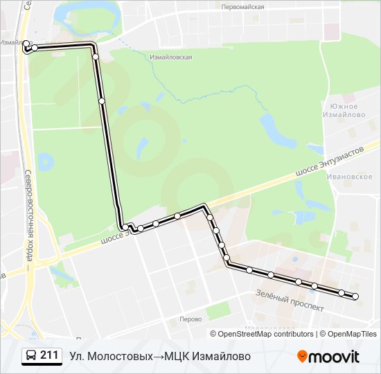 211 bus Line Map