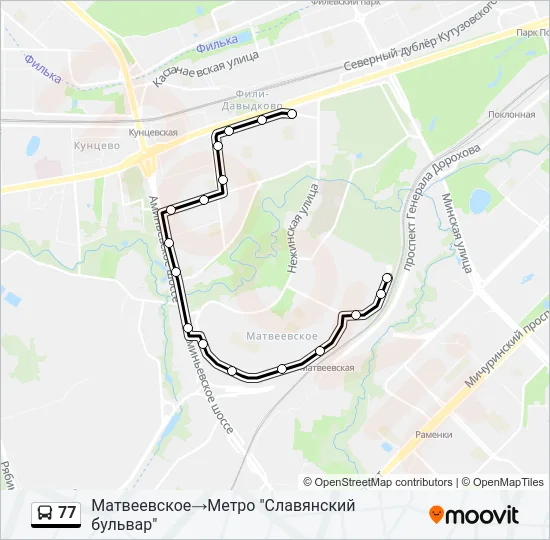 Автобус 77: карта маршрута