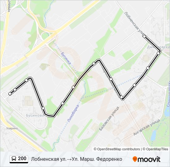 Автобус 200: карта маршрута