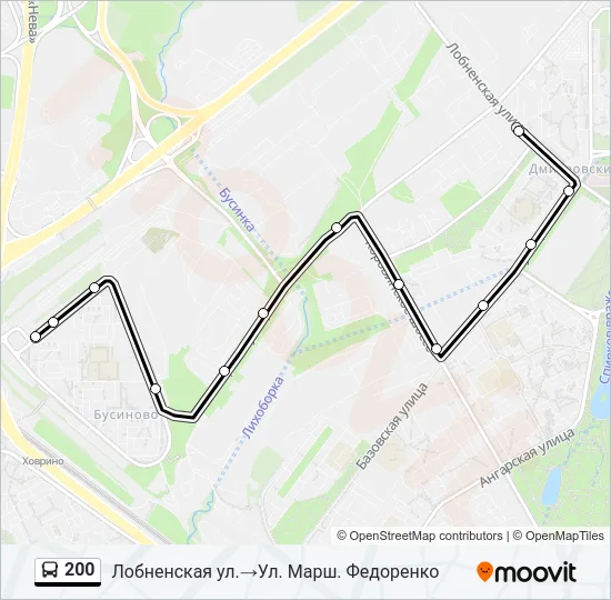 Автобус 200: карта маршрута
