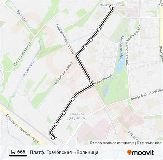 665 Bus Line Map