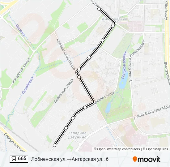 665 Bus Line Map