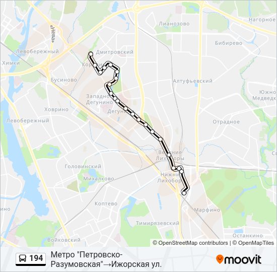 Автобус 194: карта маршрута