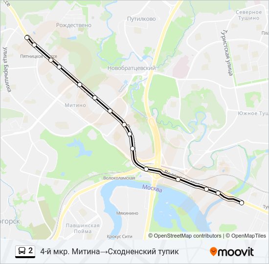 Автобус 2: карта маршрута