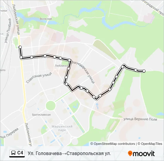 Автобус С4: карта маршрута