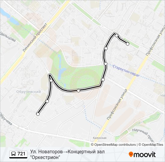 Автобус 721: карта маршрута
