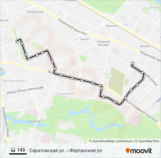 Автобус 143: карта маршрута