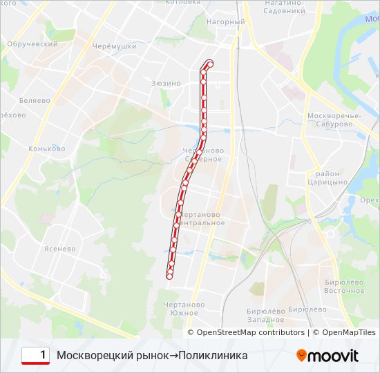 Трамвай 1: карта маршрута