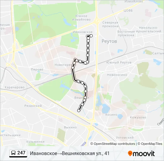 Автобус 247: карта маршрута