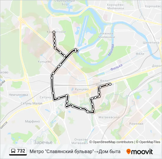 732 Bus Line Map