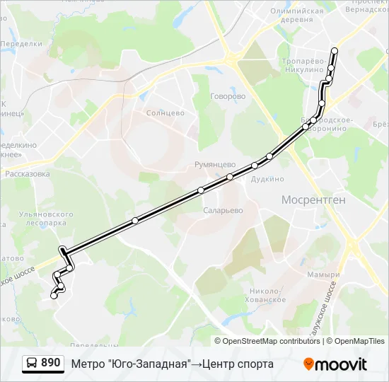 890 Bus Line Map