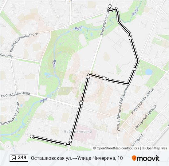 Автобус 349: карта маршрута