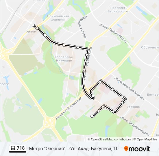 Автобус 718: карта маршрута