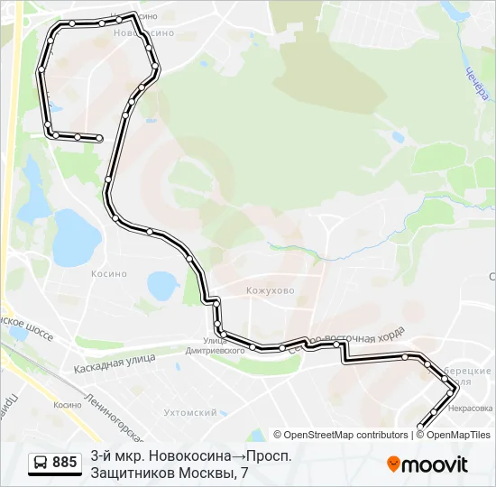 885 Bus Line Map