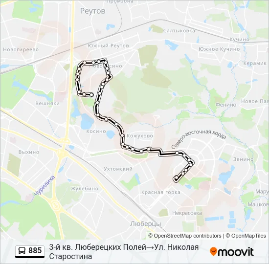 885 Bus Line Map