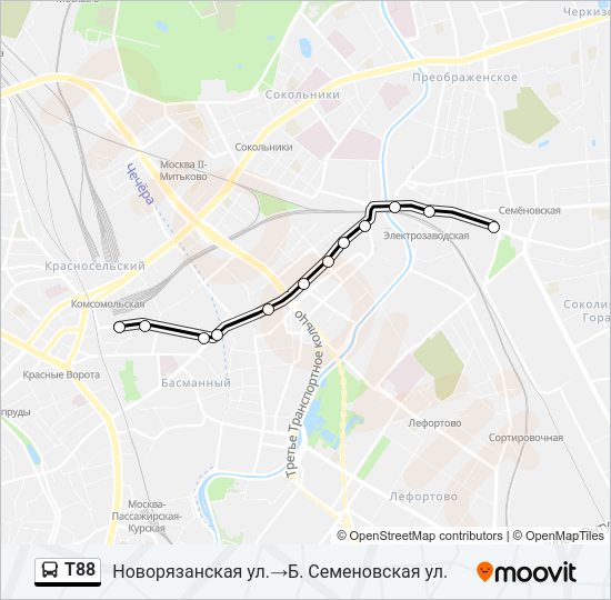 Т88 Bus Line Map
