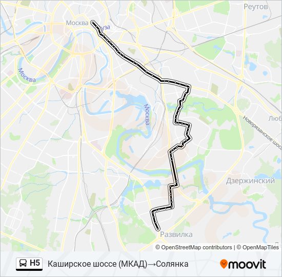 Автобус Н5: карта маршрута