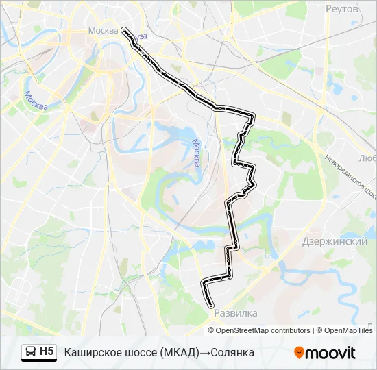 Н5 Bus Line Map