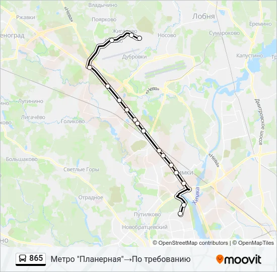 865 Bus Line Map