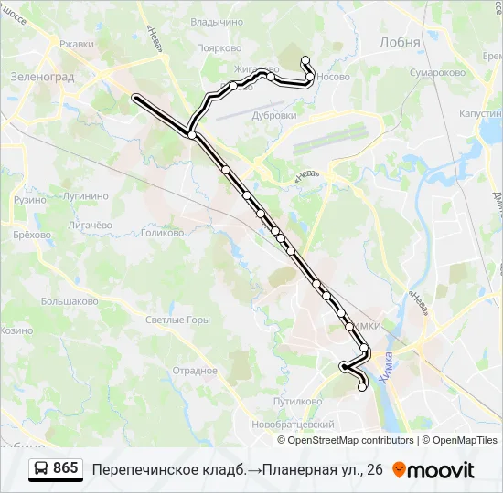 865 Bus Line Map