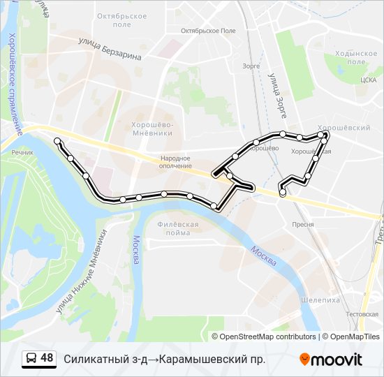Автобус 48: карта маршрута