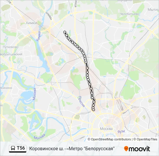 Автобус Т56: карта маршрута