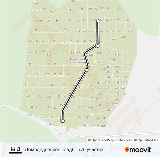 Автобус Д: карта маршрута