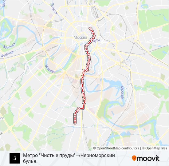 Трамвай 3: карта маршрута