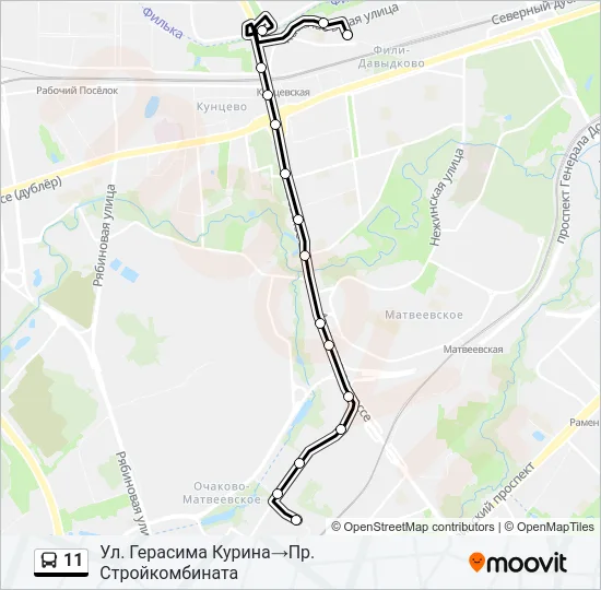 Автобус 11: карта маршрута