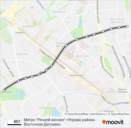 Маршрут 857: Расписание, Карты И Остановки - Метро "Речной Вокзал.