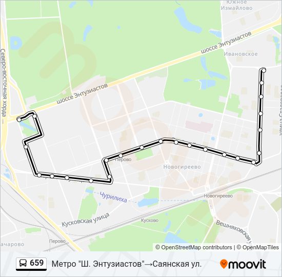 Автобус 659: карта маршрута