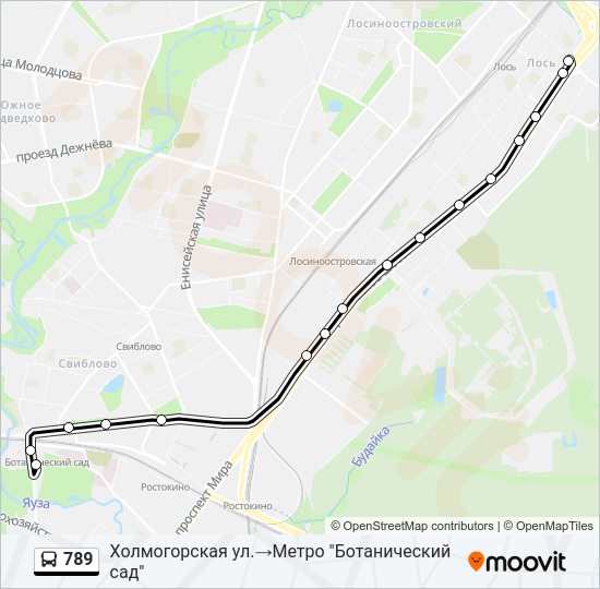 Автобус 789: карта маршрута