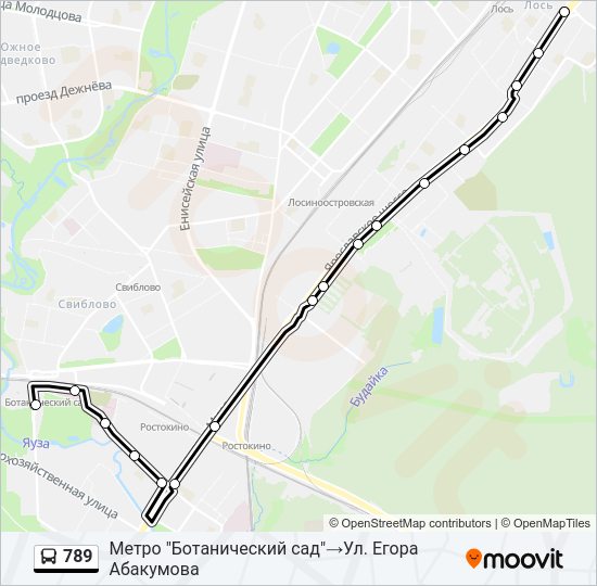 Автобус 789: карта маршрута