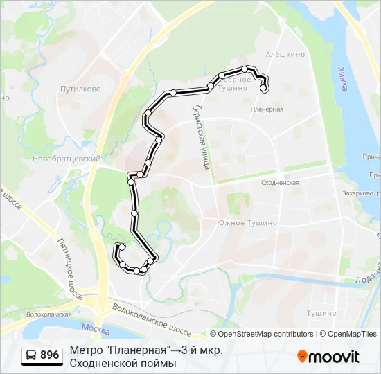 896 Bus Line Map
