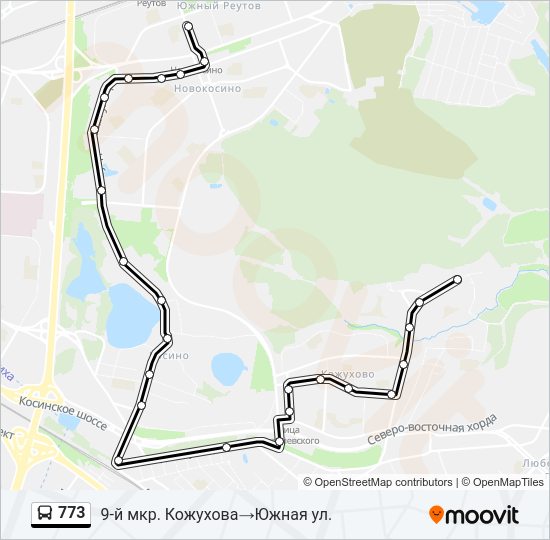 Автобус 773: карта маршрута
