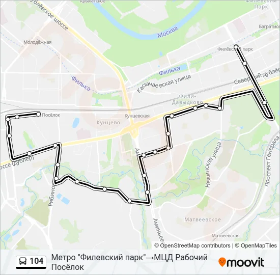 Автобус 104: карта маршрута