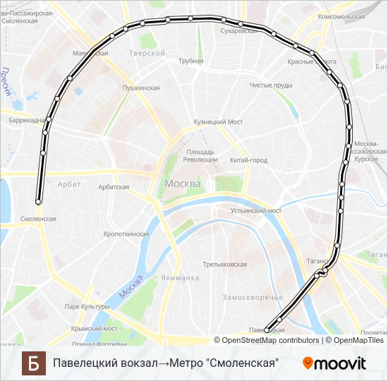 Автобус Б: карта маршрута