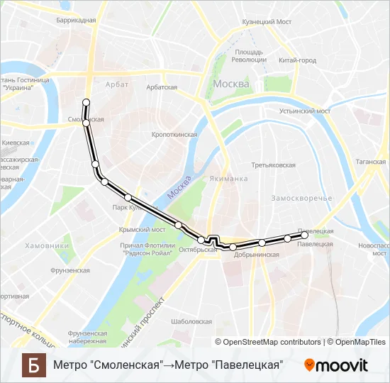 Автобус Б: карта маршрута
