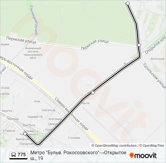 Автобус 775: карта маршрута