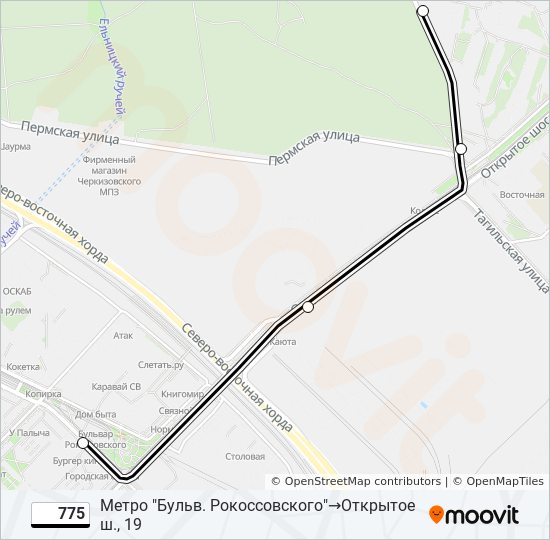Автобус 775: карта маршрута