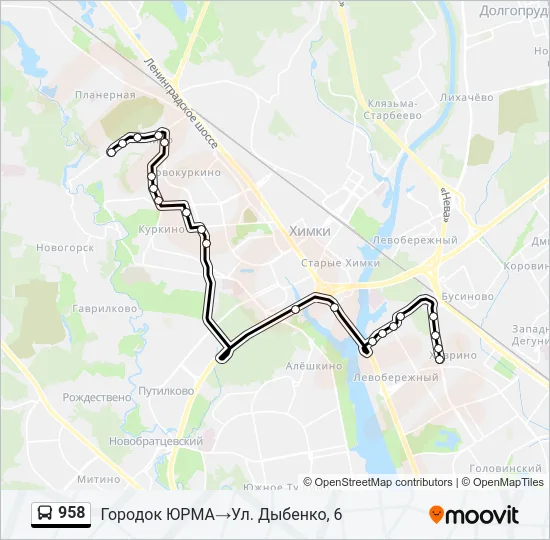 Автобус 958: карта маршрута