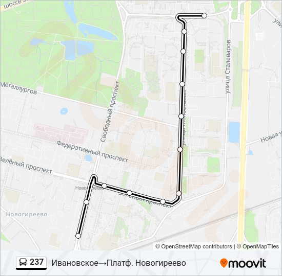 Автобус 237: карта маршрута