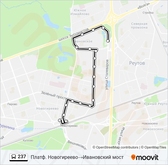 Автобус 237: карта маршрута