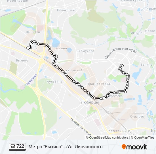 Автобус 722: карта маршрута