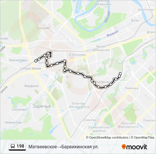 Автобус 198: карта маршрута