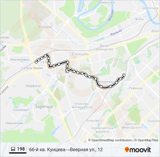 Автобус 198: карта маршрута