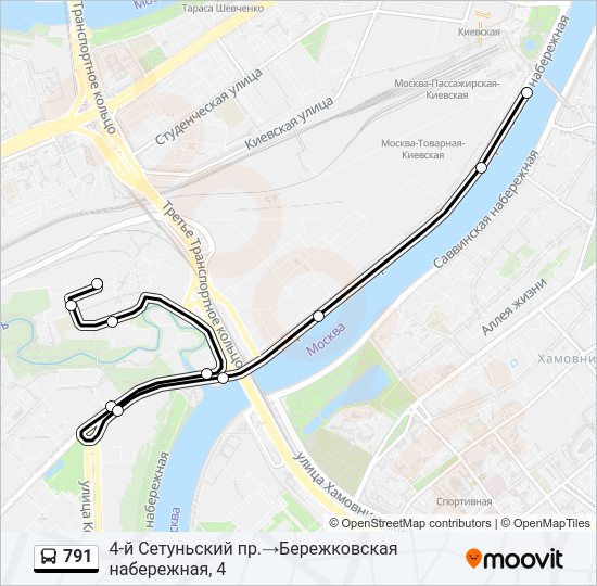 Автобус 791: карта маршрута