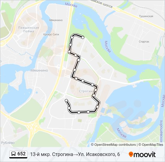 Автобус 652: карта маршрута
